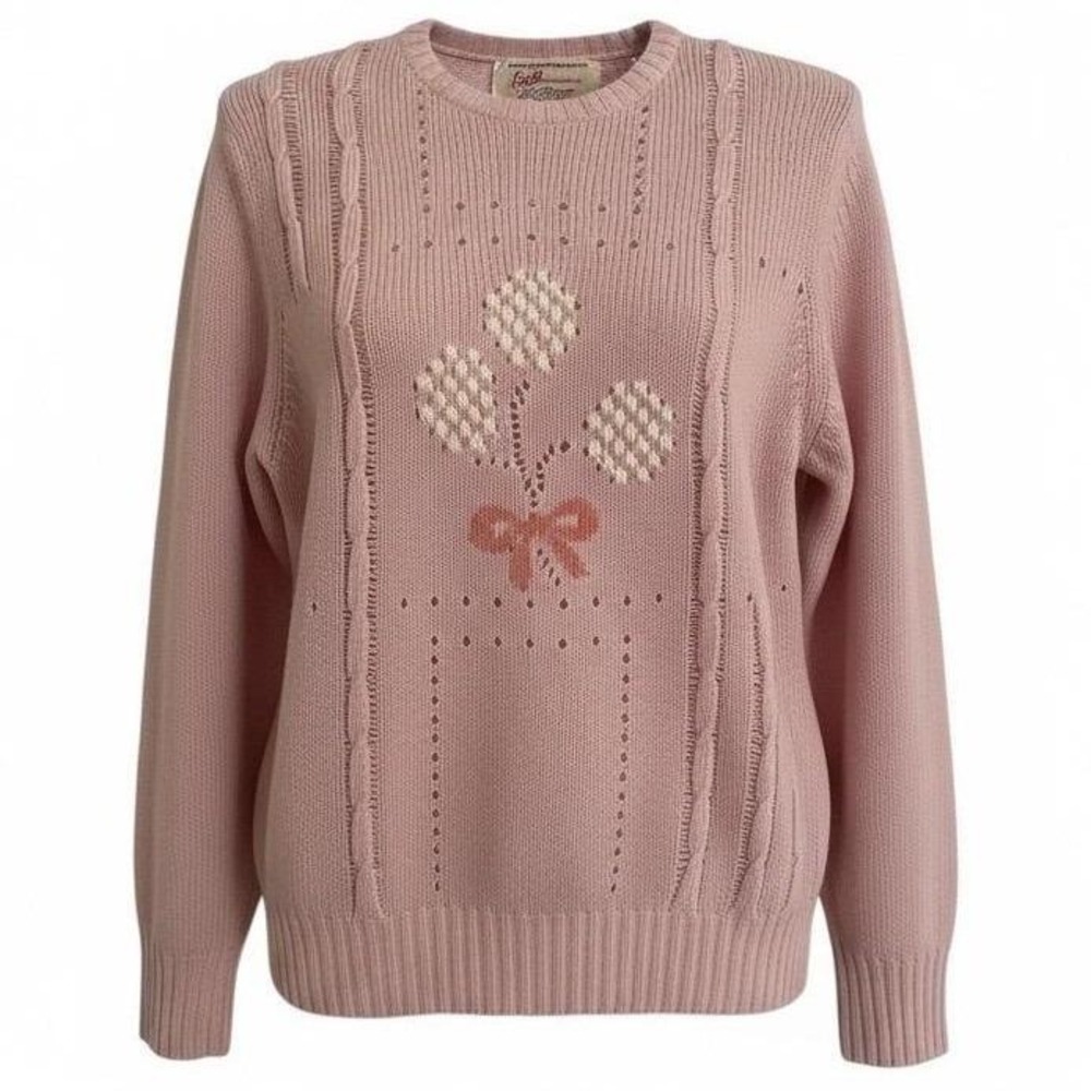 Vintage McGeorge of Dumfries 100% Cashmere Sweater | Hand Intarsia Pink Balloons